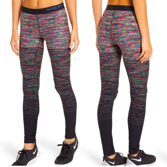 Nike Pro HyperWarm Rainbow Leggings S - Picture 1 of 8